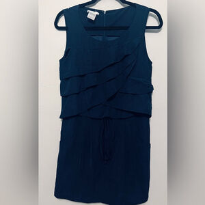Esley Navy Blue Western Faux Suede Layered Tiers‎ Dress S